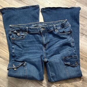 American Eagle Outfitters Women's Dark Blue Flare Jeans